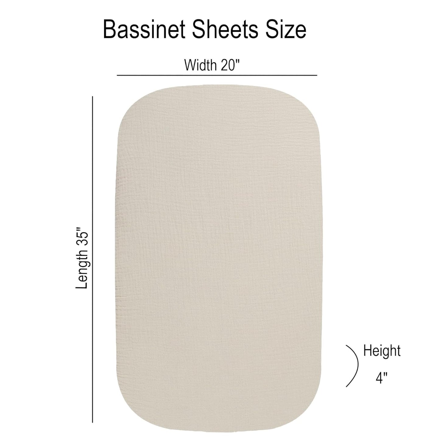 Onacosht Muslin Bassinet Sheets 3 Pack, 100% Cotton Baby Fitted Sheet 33" x 19" Compatible with Mika Micky, KoolaBaby (3 in 1), BabyBond, HARPPA and RICUTON Bedside Bassinet, Green, Floral and Cactus