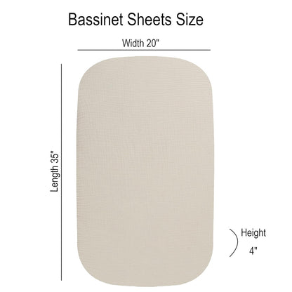 Onacosht Muslin Bassinet Sheets 3 Pack, 100% Cotton Baby Fitted Sheet 33" x 19" Compatible with Mika Micky, KoolaBaby (3 in 1), BabyBond, HARPPA and RICUTON Bedside Bassinet, Green, Floral and Cactus