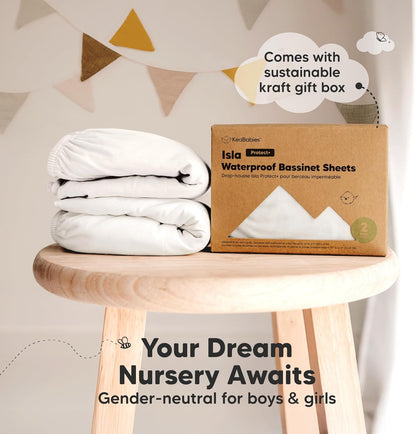 2-Pack Baby Bassinet Sheets Girl, Boy - 33x17 Viscose Derived from Bamboo Bedside Mattress Fitted Bassinet Sheets, Compatible with Halo Bassinest Swivel Sleeper, Baby Delight, Graco (Pecan)