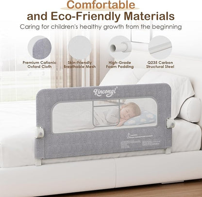 Bed Rail for Toddlers, 47 Inch Swing Down Bed Rail for Baby with Wider U-Shape Base, Breathable Toddler Bed Rails for King, Queen, Full, Twin Baby Bed Rail Guard