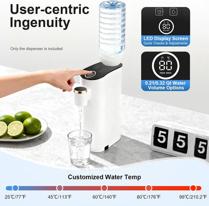1500W Instant Hot Water Dispenser, Bottle Warmer Formula Dispenser 5 Temperatures Choices Mineral/Bottled Water Dispenser Portable Water Warmer Dispenser for Travel, Hotel