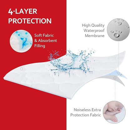Pack and Play Mattress Pad Sheets Cover Waterproof, Soft Quilted Fit Graco Pamo Babe Pack and Play Mattress Protector 27" X 39", Baby Portable Mini Cribs and Foldable Mattresses Pad
