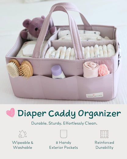 Lily Miles Baby Diaper Caddy Organizer - Large Tote Bag for Newborn essentials Boy or Girl - Baby Shower Basket - Nursery Must Haves - Registry Favorites - Newborn Caddie Car Organizer