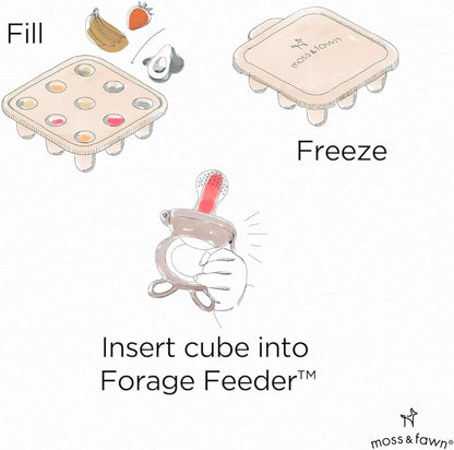 Moss and Fawn Ice Cube Tray - Forage Feeder Freezer & Teething Popsicle Mold for Breast Milk, Formula, Bone Broth, Purees, & Baby Food - BPA, Lead, & PVC-Free - Fern