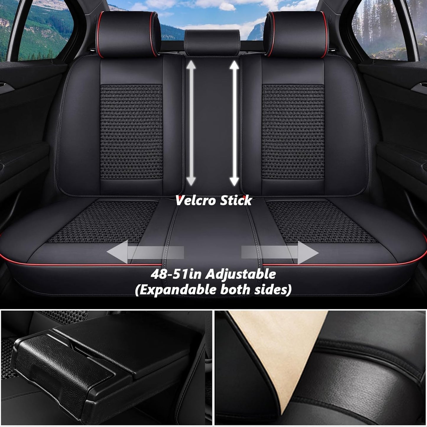 Coverado Leather Seat Covers for Car, Waterproof Car Seat Covers Full Set, 2 in 1 Conversions Car Seat Cover Protector Car Accessories Universal Fit for Most Cars SUVs and Trucks Beige