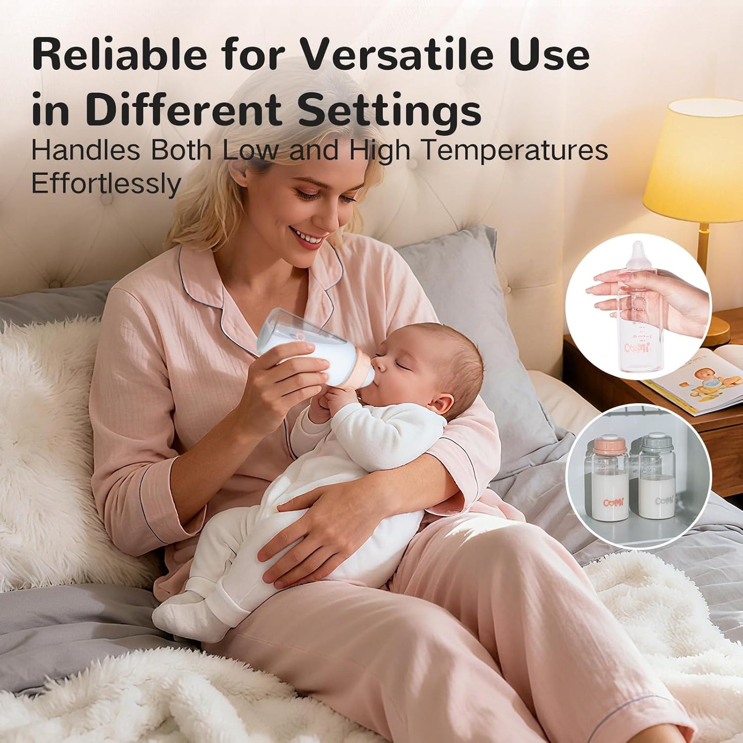 COMI Natural Glass Baby Bottle,Breastmilk Storage Bottle for Fridge,Breast Milk Container,Breast Pump Bottle Compatible with Medela Breast Pump,BPA Free,2PCS (5oz,2 Gray Lids)
