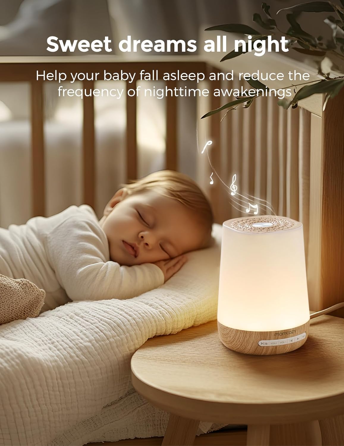 Baby Sound Machine, Momcozy White Noise Machine for Baby Sleeping with Night Light, Toddler Sleep Trainer 34 Soothing Sleep Sounds, Timer, App Remote Control, Personal Sleep Routine Alarm Clock(Blue)