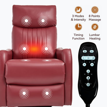 Swivel Rocker Recliner Chair for Adults, Nursery Rocking Chair with Heat and Massage, Glider Reclining Chair for Small Space Living Room Bedroom, Faux Leather Black