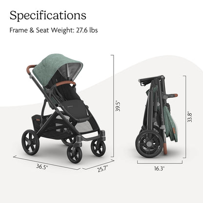 UPPAbaby Vista V3 Convertible Single-to-Double Stroller for Baby & Toddler, 30+ Configurations, Car Seat Compatible, All-Wheel Suspension, XL Basket – Owen (Mocha Mélange/Carbon Frame)