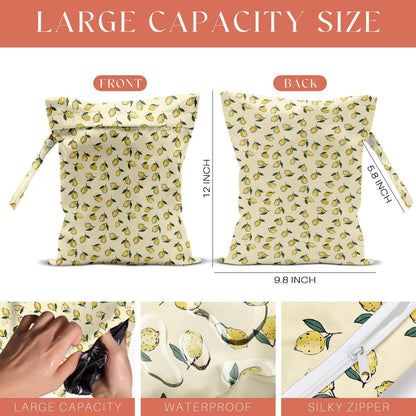 4 Pack Cute Fruit Wet Bag Waterproof Washable Reusable Wet Dry Bag for Swimsuit Dirty Clothes Cloth Diaper Travel Beach Pool Yoga Gym Toiletries Travel Beach Essentials Watermelon Avocado Banana