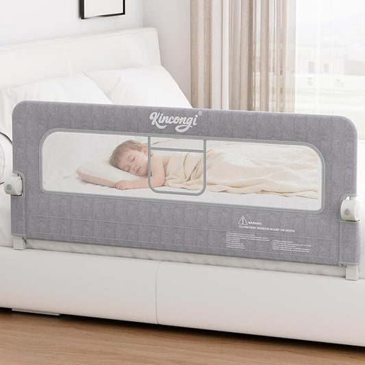 Bed Rail for Toddlers, 59 Inch Swing Down Toddler Bed Rails with Wider U-Shape Base, Breathable Baby Bed Rail Guard for King, Queen, Full, Twin Bed Rail for Baby