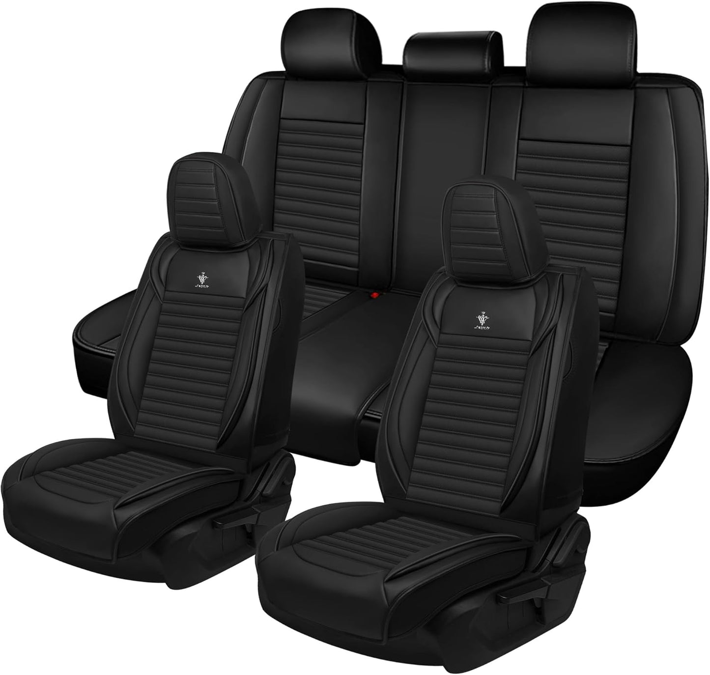 Seat Covers Fit for Mini Convertible 2009-2025 Premium Leather Car Seat Covers, Waterproof Non-Slip and Airbag Compatible, Fashion Car Seat Protector (Black Red,Front Set with Pillow)