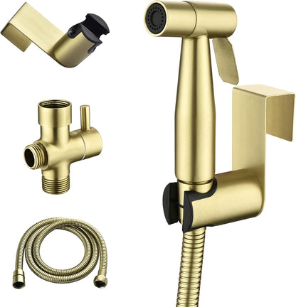 SHAMANDA Handheld Bidet Sprayer for Toilet, Stainless Steel Baby Cloth Diaper Sprayer Kit, Bathroom Toilet Bidet Attachment Set for Bathing Pets Feminine Hygiene, Matte Black BDS01-7