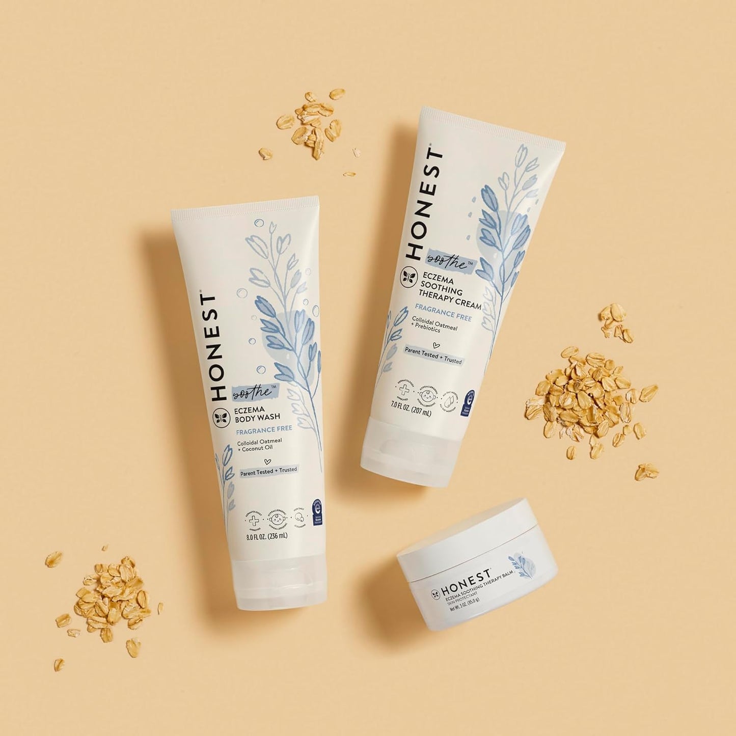 The Honest Company Eczema Soothing Therapy Cream and Skin Protectant, Naturally Derived, Gentle for Baby, Prebiotics Colloidal Oatmeal, 7 oz