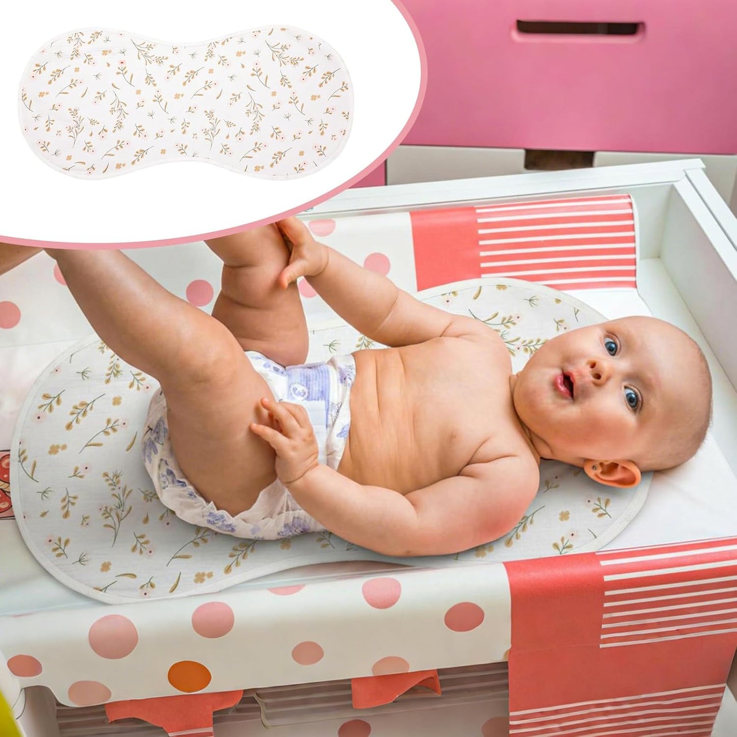 Hahafelt 3 Pcs Changing Pad Liners Fits in Peanut Shape Changing Pad Waterproof Diaper Mats Organic Cotton Peanut Mats are Warm on Baby's Back, Washable Reusable (Starry Style,Multicolor)