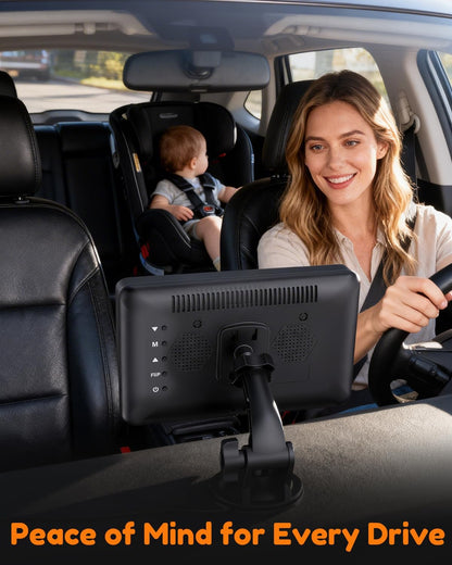 Yakry HD Baby Camera for Car 7.2-Inch: 3X Larger View, 5-Min USB Easy to Install, 1080P Auto Night Vision - 150° Wide Angle Car Seat Camera Full Backseat View for Kid & Infant Safety (Ages 0-5)