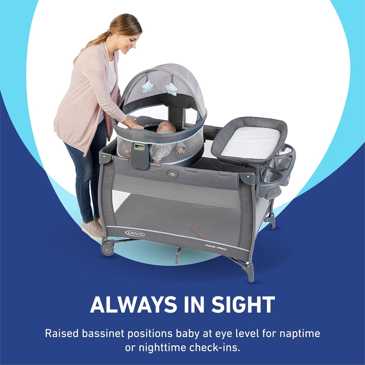 Graco Pack 'n Play Day2Dream Travel Bassinet Playard Features Portable Bassinet Diaper Changer and More (Lo, Lo)