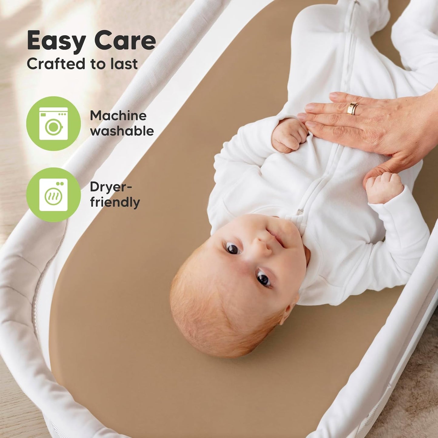 2-Pack Organic Bassinet Sheets for Girls, Boys - 100% Cotton Bassinet Mattress Sheets Compatible with Halo Bassinest Swivel Sleeper, Graco, Baby Delight, Chicco, Unisex Fitted Bassinet Sheets (Elly)