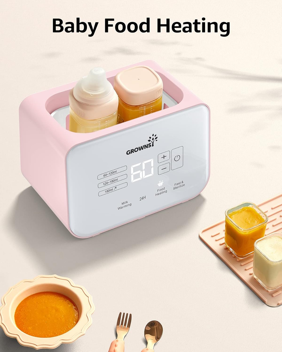 GROWSNY Fast Baby Bottle Warmer, 12-in-1 Milk Warmer with Steam and Water Bath Warming Modes for Breastmilk &Formula, Food Heating,with Thaw, Steri-lize, Egg Boil Function, Fits Most Types of Bottles