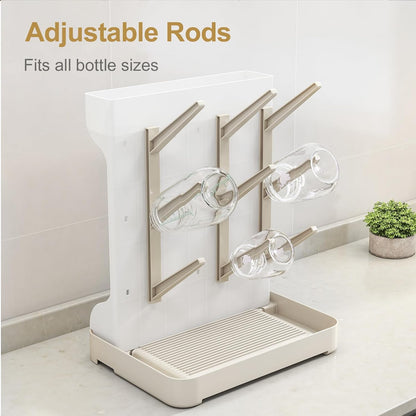 GoMaihe Baby Bottle Drying Rack: Space Saving Vertical Bottle Dryer Holder - Newborn Accessories Storage Stand Organize Brushes Pacifiers on Countertop - BPA-Free - Gray