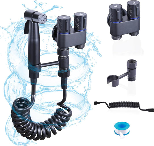 Handheld Toilet Bidet Sprayer for Toilet, Muslim Shower Bidet Toilet Hose Sprayer Kit, Jet Spray Bidet Attachment Connected to Faucet for Cloth Diaper Care and Feminine Wash (Silver)