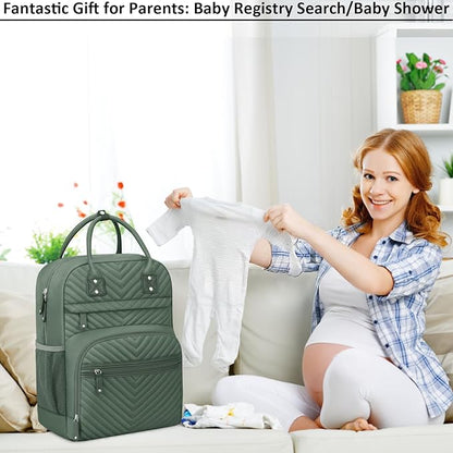 Tenot Diaper Bag Backpack Tote with Insulated Pockets for Men Baby Boys Girls Newborn Unisex Tactical Large Capacity, Multifunctional Waterproof Green