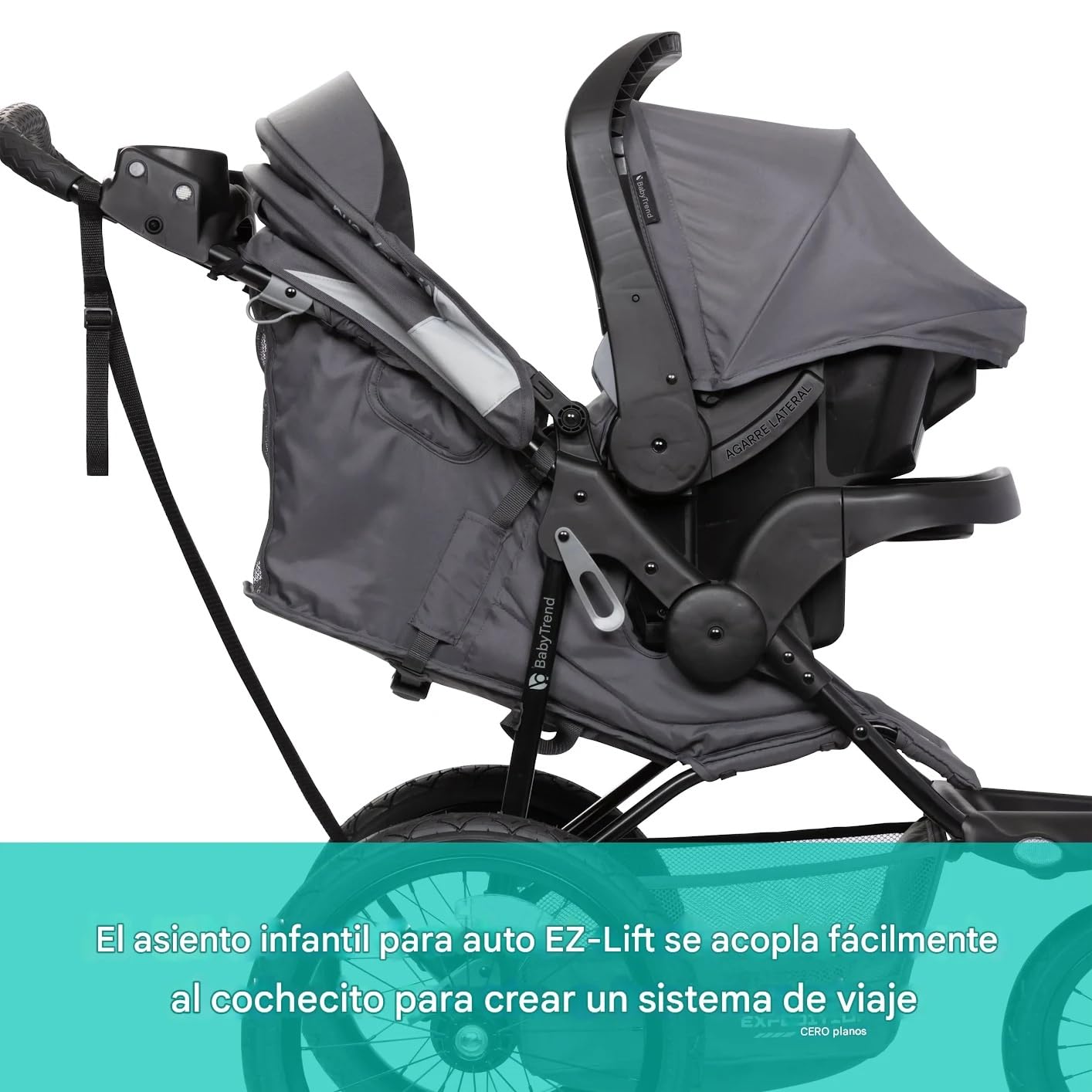 Baby Trend Expedition® Zero Flat Jogger with LED Lights, Dash Grey