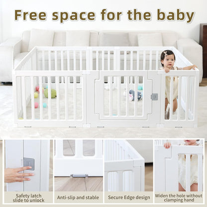 Baby Playpen Kids Activity Centre Safety Play Yard Home Indoor Outdoor New Pen (Multicolour) (White) (Macarons Classic Set 14 Panel)