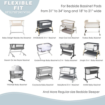 4 Pack Baby Bassinet Sheets - 35"x20" Bedside Bassinet Sheets for Newton, Ezebaby, AMKE & Other Large Bedside Sleeper | Ultra Soft & Skin Friendly Bassinet Fitted Sheets for Boys Girls