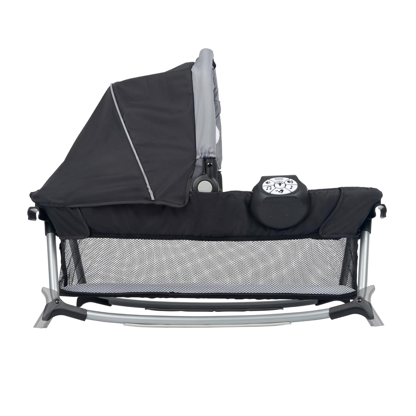 Baby Trend Retreat Nursery Center with Two Removable Rock A Bye Bassinets, Changing Table, Organizer, and Music Center with Nightlight, Quarry