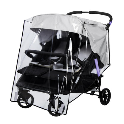 bemece Double Stroller Rain Cover, Weather Shield Double Stroller for Front and Rear Seats Twin Stroller, Baby Outdoor Activities Accessories, Protects Children from Rain, Snow, Wind