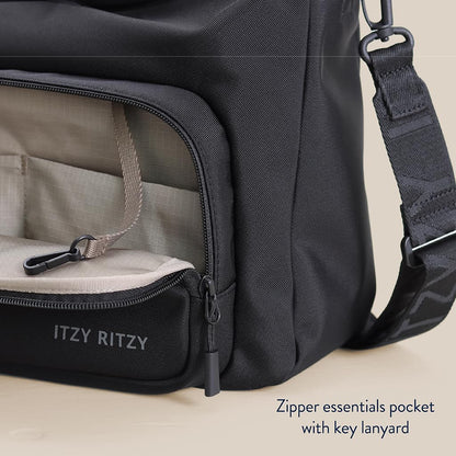 Itzy Ritzy Belong Cargo Caddy for Strollers & Wagons – Convertible Stroller Organizer and Crossbody Bag With Adjustable & Removable Strap, Bottle Holders, Smart Storage Pockets & Secure Straps (Mocha)