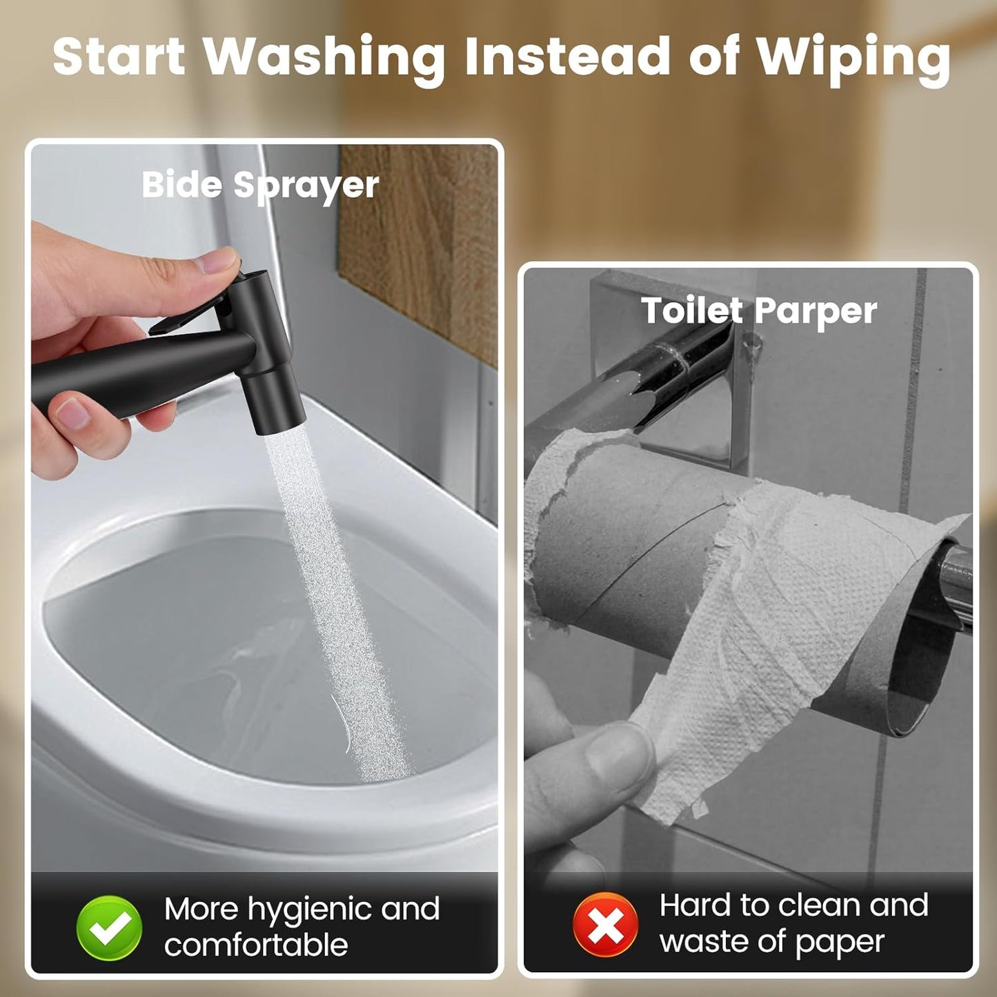 Handheld Bidet Sprayer for Toilet - Adjustable Pressure Stainless Steel Jet Sprayer for Cloth Diaper Cleaning, Feminine Wash & Baby Care, Muslim Shower Hose Kit KPGFWY (Gunmetal Gray)