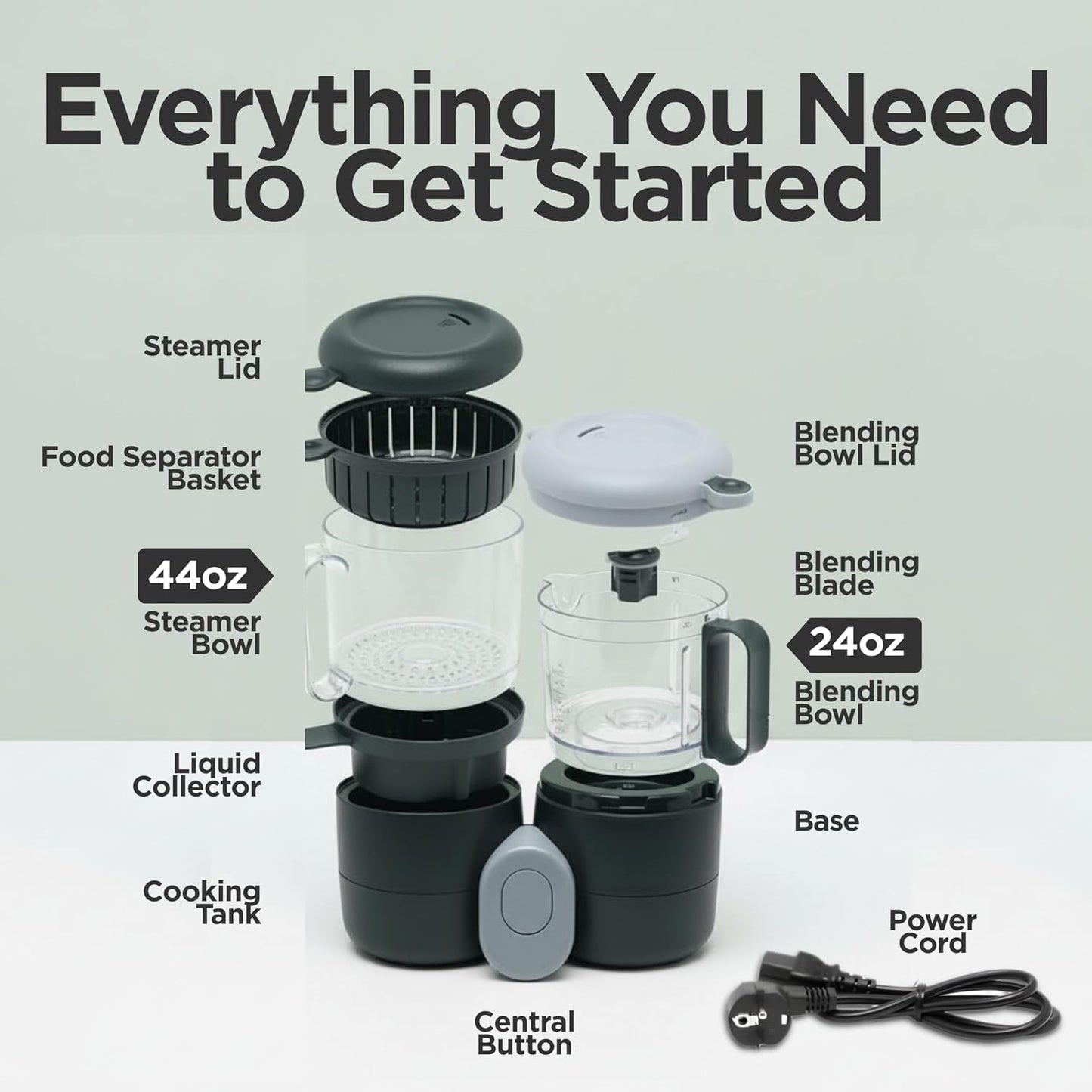 Baby Food Maker Steamer and Blender, 4 in 1 Multifunction Baby Food Processor and Steamer with Blender, Defrosting & Reheating, Use as Puree Maker and Grinder Machine for Feeding Set Essentials, 68 oz