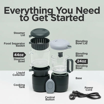Baby Food Maker Steamer and Blender, 4 in 1 Multifunction Baby Food Processor and Steamer with Blender, Defrosting & Reheating, Use as Puree Maker and Grinder Machine for Feeding Set Essentials, 68 oz