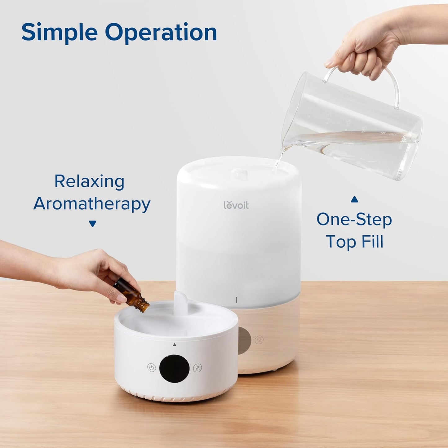 LEVOIT Dual 200S Smart Humidifiers for Bedroom, Top Fill, Customize Humidity for Home, Baby Nursery & Plants with Humidistat, Essential Oil Diffuser, Schedule, Timer, APP & Voice Control, 3L, Blue