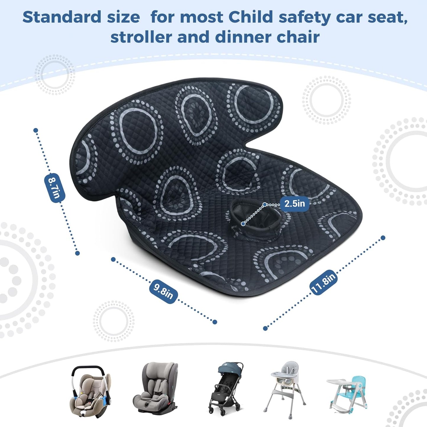 COOLBEBE Car Seat Protector for Potty Training, 2 Pack Dry Waterproof Car Seat Liner Toilet Training & Strap Covers Set for Baby Infant Toddler, Piddle Pads Cover Pad for Strollers, Carseat (Black)