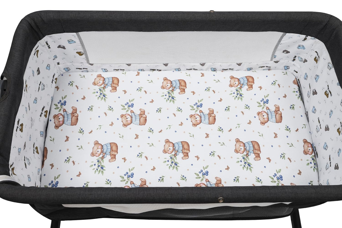 Bassinet Sheet Set 2 Pack Snug Fitted Bedside Sleeper Bassinet Sheets, Stretchy Ultra Soft, Unisex Boy Girl, Light Blue & Dinosaur