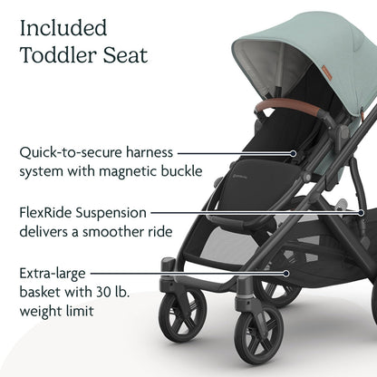 UPPAbaby Vista V3 Convertible Single-to-Double Stroller for Baby & Toddler, 30+ Configurations, Car Seat Compatible, All-Wheel Suspension, XL Basket – Owen (Mocha Mélange/Carbon Frame)
