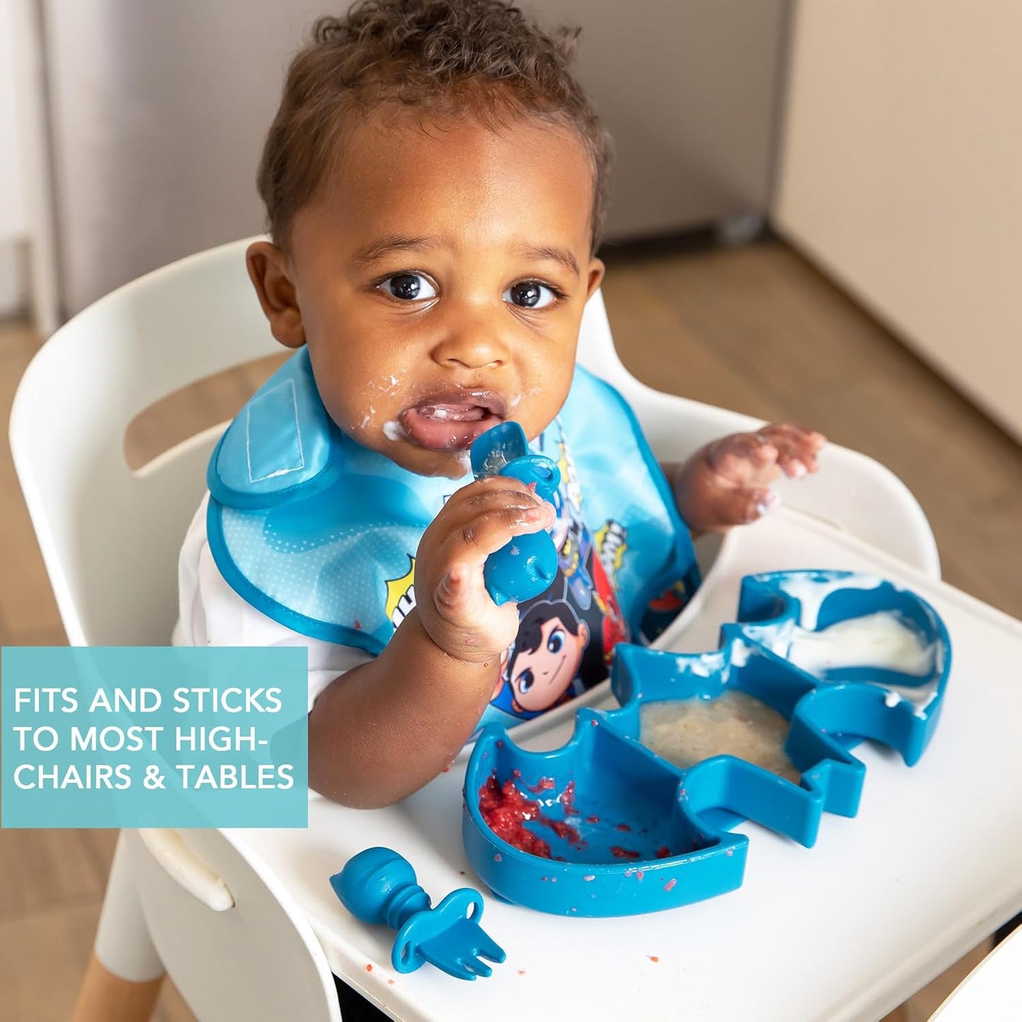 Bumkins Disney Toddler and Baby Suction Plate, Silicone Grip Dish, Baby Led Weaning, Kids Feeding Supplies, Non Skid Sticky Bottom, Platinum Silicone, for Children Ages 6 Months Up, Toy Story Alien