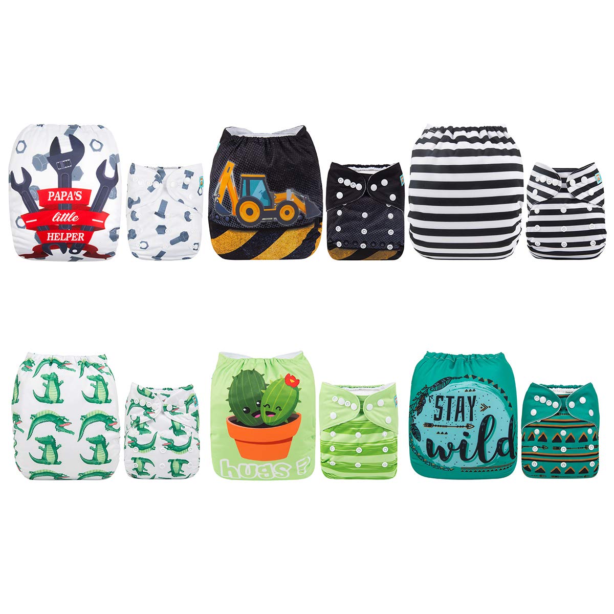 ALVABABY 12pcs Microfiber Inserts,Soft Cloth Diaper Liner,3-Layer Absorbent Inserts,Reusable for Baby Cloth Diapers 12T