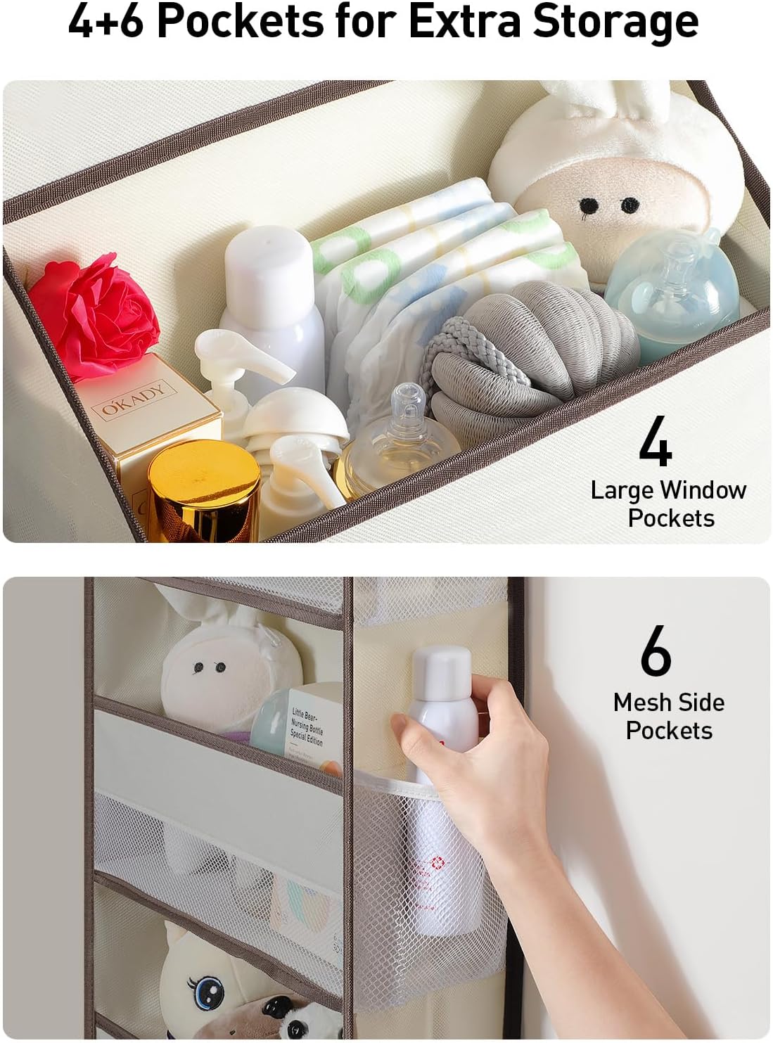 Yecaye 1 Pack Over the Door Organizer, 35.2lbs Load Toy Stuffed Animal Storage, Swing-proof Hanging Bathroom Organizers and Storage for Nursery Newborn Baby Essential Stuff Dorm Room Essentials