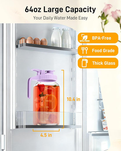 OneDream Breast Milk Pitcher 32oz Glass Pitcher with Lid, Formula Pitcher Leakproof Drip-Free Spout, Wide Mouth Mason Jar Pitcher for Easy Pouring, Dishwasher Safe Breastmilk Storage Pitcher
