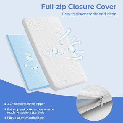 36.5x25 Playard Mattress for Trend: 1.5" Thick Dual Sided Gel Memory Foam Bassinet Mattress Fit for Dream On Me Nest/Zodiak/Zoom Portable, Pamo Babe Deluxe and Baby Trend Playard