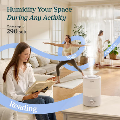 LEVOIT Dual 200S Smart Humidifiers for Bedroom, Top Fill, Customize Humidity for Home, Baby Nursery & Plants with Humidistat, Essential Oil Diffuser, Schedule, Timer, APP & Voice Control, 3L, Blue