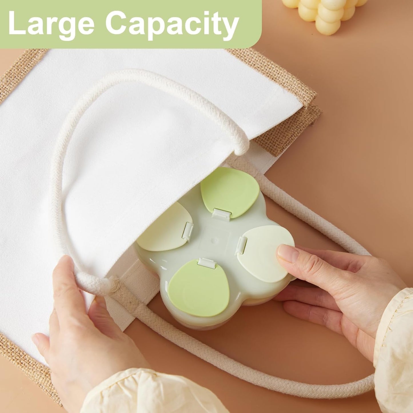 Formula Dispenser No-Spill with Four Compartment, Infant Milk Powder Dispenser Portable On The Go, Kids Snack Formula Containers for Travel Hold Outdoor, Violet