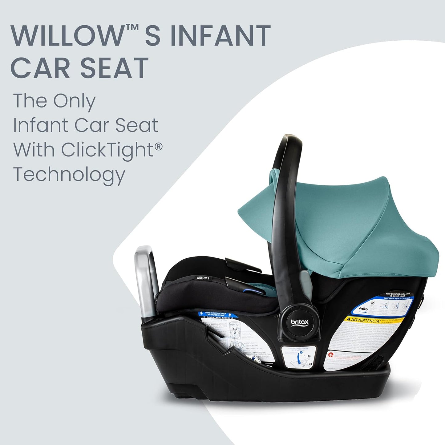 Britax Willow SC Infant Car Seat, Rear Facing Car Seat with Alpine Base, ClickTight Technology, RightSize System, Pindot Stone