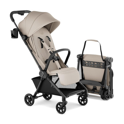 Mompush Nexis Carbon Travel Stroller, Ultra-Lightweight 11.5 lbs, Compact & Airplane Carry-On Approved, One-Second Auto-Fold, One-Hand Full Recline, from Birth to 50 lbs, JPMA Certified, Black