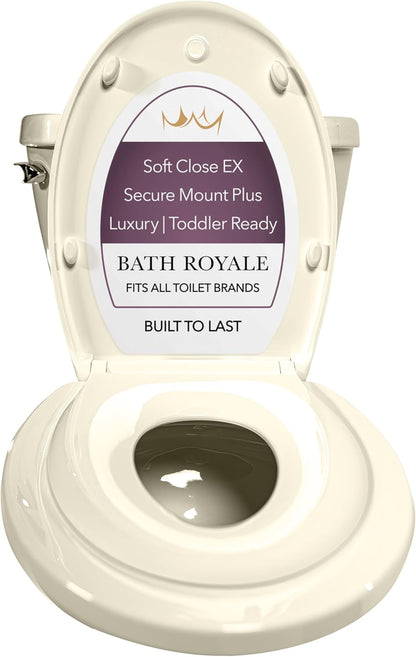 BATH ROYALE Potty Training Seat - Soft Close, Kingsport BR721-00, Elongated White, Adult & Child Combo