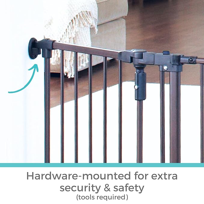 Toddleroo by North States - Deluxe Décor Safety Gate: Hardware Mounted Extra Wide Metal Baby Gate - Adjustable Child Gate - 38.3 to 72 Inches Wide - 30 Inches Tall - Matte Bronze